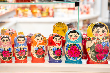 Vibrant Display of Traditional Russian Nesting Dolls
