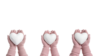 Gloves holding white heart