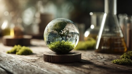 Delicate microcosm encapsulating earth's environment, a symbol of ecological study