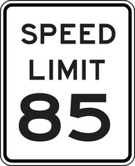 Speed Limit 85 Traffic Sign Editable Vector