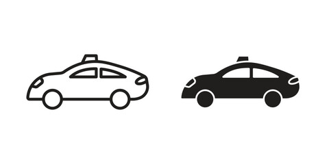 Fototapeta premium Taxi icon in line design. Simple icon vector