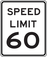 Speed Limit 60 Traffic Sign Editable Vector