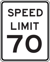 Speed Limit 70 Traffic Sign Editable Vector