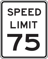 Speed Limit 75 Traffic Sign Editable Vector
