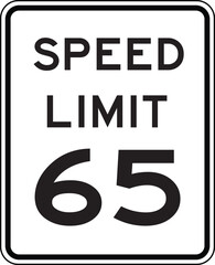 Speed Limit 65 Traffic Sign Editable Vector