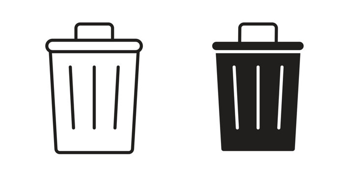 Trash Bin icon in line design. Simple icon vector