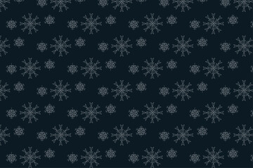 Dark Charcoal Christmas Snowflake Seamless Vector Pattern for Gift Wrap, Fabric and Wallpaper