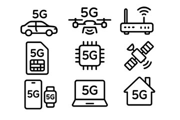 5G technology showing connectivity across various devices and applications like smart home, automotive, and mobile networks