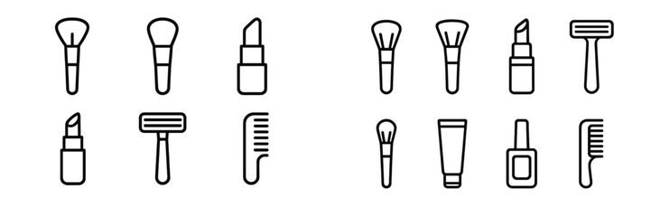 Minimalist line style icons for beauty, cosmetic, and personal care products