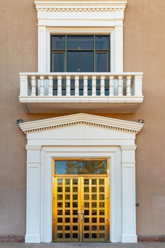 Double Gold Doors, Entrance to Santa Fe New Mexico State Capitol Building, Santa Fe, Mexico, USA