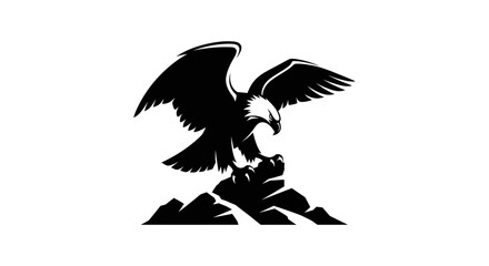 Majestic Eagle Perched on Rocky Mountain Peak.