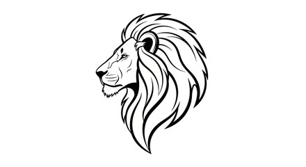Majestic Lion Head Illustration with Detailed Mane and Noble Profile.