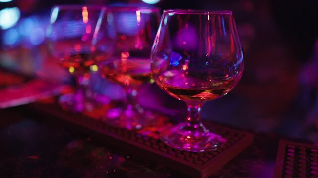 Elegant drink setting, Chic nightlife environment showcasing stylish cognac presentation and mood
