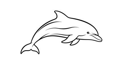 A simple line drawing of a dolphin leaping out of the water.
