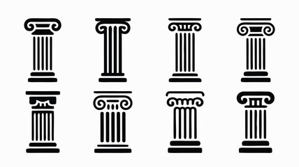 Set of Classical Ionic Column Icons