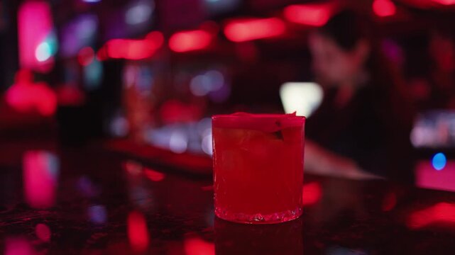 Bright bar with stylish ambiance, Intimate bar setting illuminated by vibrant blue neon lighting