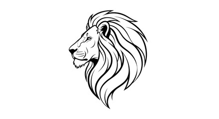 Majestic lion head profile illustration showcasing strength and regal presence in detailed artwork.