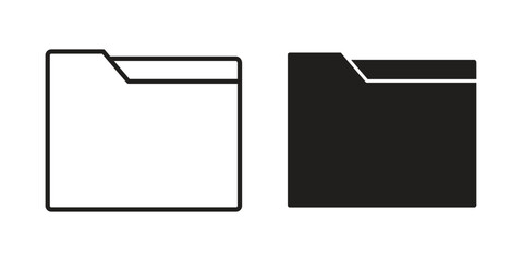 Folder icon flat simple icon. Liner version - stock vector.