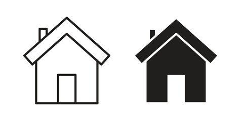 Home icon flat simple icon. Liner version - stock vector.