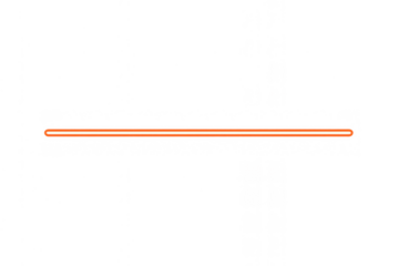 Orange glowing laser beam creating a straight light line, futuristic element with dynamic energy on transparent background