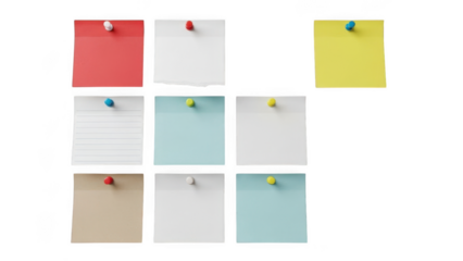 Sticky notes with pushpins