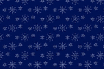 Dark Blue Christmas Snowflake Seamless Vector Pattern for Gift Wrap, Fabric and Wallpaper