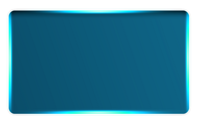 Blue neon glowing rectangle frame UI panel with smooth rounded corners, modern futuristic interface banner for gaming HUD, streaming overlay, or digital display.
