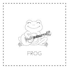 Happy amphibian plays joyful tune on instrument