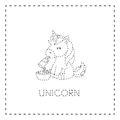 Adorable unicorn eating candy looks delightful and pretty happy