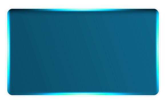 Blue neon glowing rectangle frame UI panel with smooth rounded corners, modern futuristic interface banner for gaming HUD, streaming overlay, or digital display.
