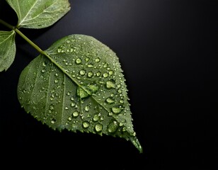 a dew kissed leaf against a dark background