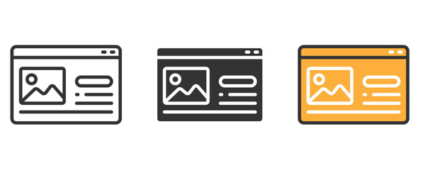 Clean website interface icon set for web design templates and modern app development, showcasing user interface and digital communication in a simple style