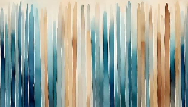 abstract watercolor vertical stripes in calming blues and earthy tones create a serene modern backdrop for design - Powered by Adobe