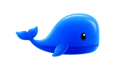 Blue whale cartoon cute animal smiling isolated on transparency background digital illustration playful marine life children friendly aquatic simple design