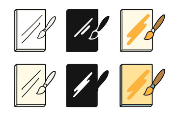 Multi-Style Brush Stroke. Canvas with diagonal paint stroke and floating brush silhouette, smooth modern design, first in line