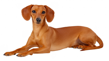 Dachshund dog pet animal brown short hair small mammal cute relaxed Brown dachshund dog with short hair lying down looking alert and relaxed showcasing its smooth coat and long body perfect