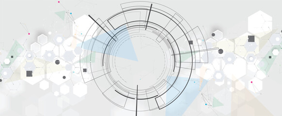 Molecule futuristic technology and science background, DNA strands, connected neural web
