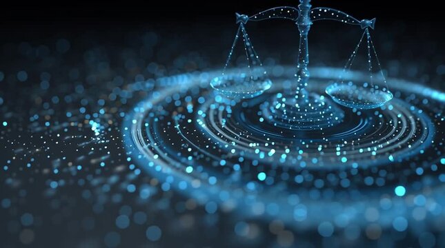 A digital rendering of water droplets falling into a pool creating ripple effects