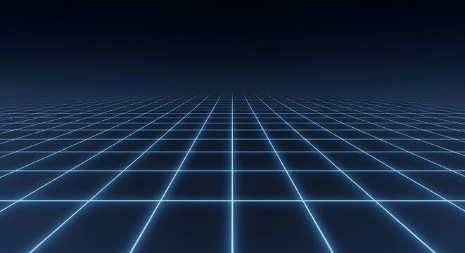 Vibrant Neon Grid An expansive perspective of interconnectedness in the digital realm