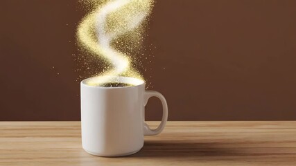Gen-4 Turbo Cinemagraph of a coffee mug with steam turning into glowing particles  - Powered by Adobe