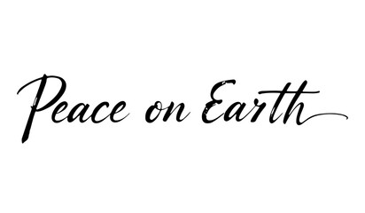 Peace on Earth calligraphy in black ink for holiday themes