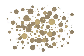 Golden bokeh light circles creating festive shimmer effect falling on transparent background
