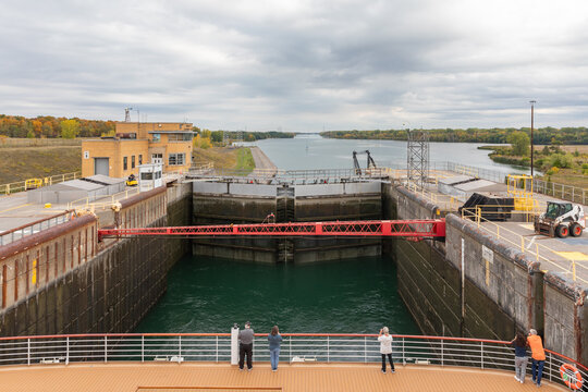 On the Aft Deck of a Cruise Ship in the Snell Lock on the St. Lawrence Seaway