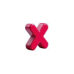 Fototapeta premium Red letter X symbol bold three dimensional design isolated on transparent background modern style used for error cancel or close icon conveys negative or incorrect emotion