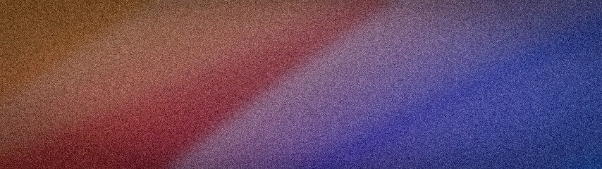 Fototapeta premium High-impact abstract gradient background. Dramatic contrast of warm maroon/red-brown and cool electric blue/violet with a prominent grainy noise texture overlay