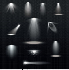 Obraz premium Vector Light Glow Effects – Isolated White Flares, Halo Glows, Shine Bursts, Night Light Elements for Digital Graphics, Web Design, and Illustrations