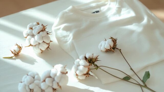 Video A simple white t-shirt sitting on a white table, great for minimalist designs or fashion concepts