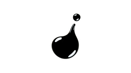 Black liquid drop glossy surface isolated on transparent background simple vector style suitable for oil ink or paint concept modern and minimalistic design