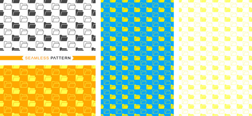 Seamless folder patterns, seamless backgrounds, vector illustrations and easily changeable colors.