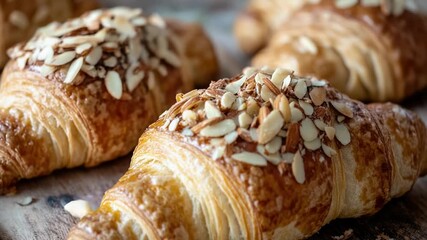 Video Flaky pastries arranged on a rustic surface for display or serving